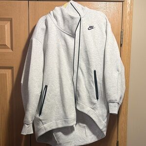 Nike Light Gray Hoodie with Black Zippers